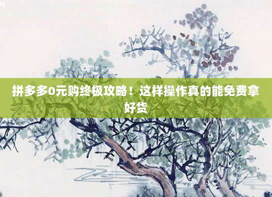 拼多多0元购终极攻略!这样操作真的能免费拿好货