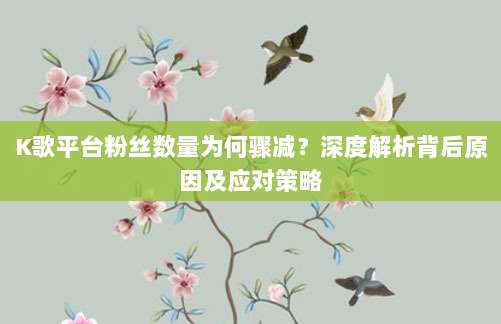 K歌平台粉丝数量为何骤减?深度解析背后原因及应对策略