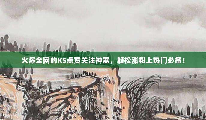 火爆全网的KS点赞关注神器,轻松涨粉上热门必备!