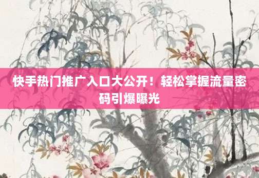 快手热门推广入口大公开!轻松掌握流量密码引爆曝光