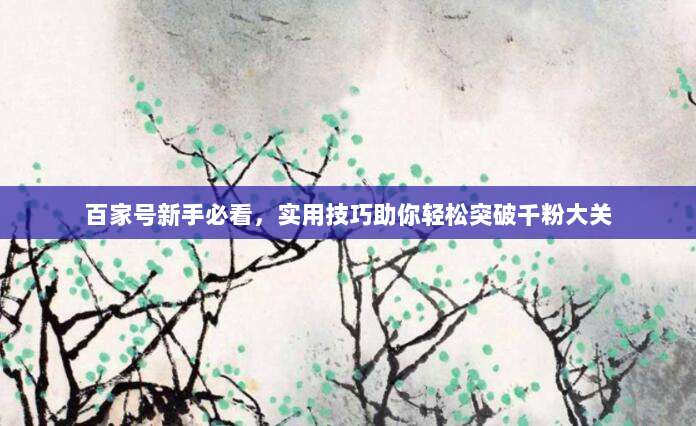 百家号新手必看，实用技巧助你轻松突破千粉大关