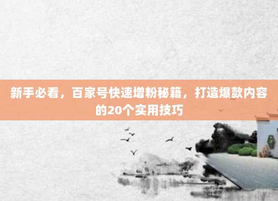 新手必看,百家号快速增粉秘籍,打造爆款内容的20个实用技巧