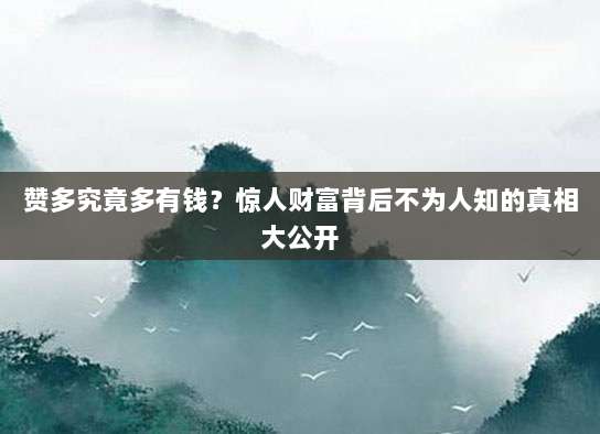 赞多究竟多有钱?惊人财富背后不为人知的真相大公开