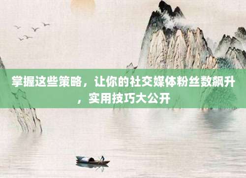 掌握这些策略,让你的社交媒体粉丝数飙升,实用技巧大公开