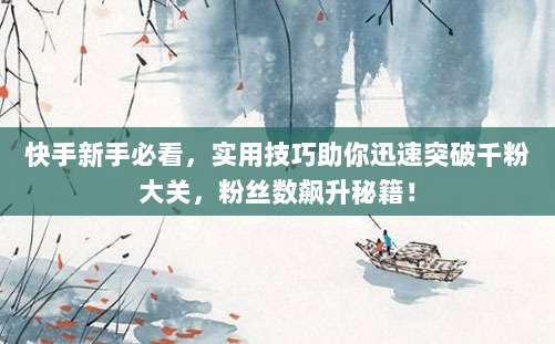 快手新手必看,实用技巧助你迅速突破千粉大关,粉丝数飙升秘籍!