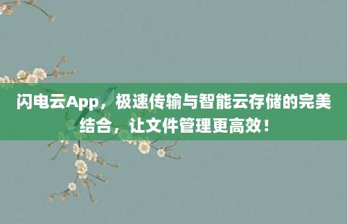 闪电云App，极速传输与智能云存储的完美结合，让文件管理更高效！