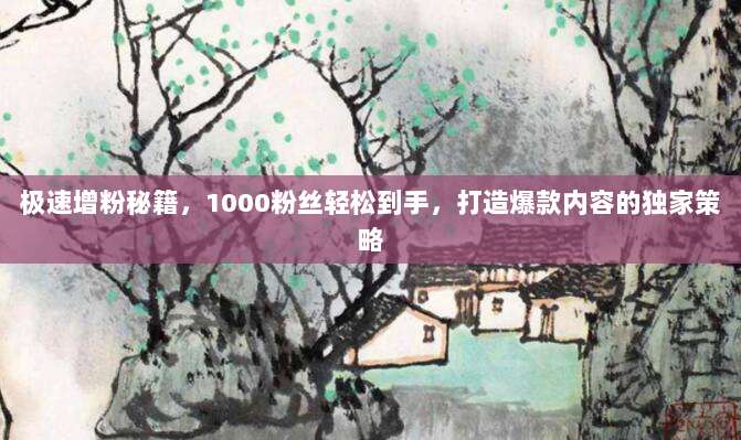 极速增粉秘籍,1000粉丝轻松到手,打造爆款内容的独家策略