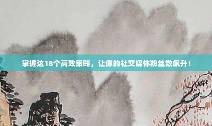 掌握这18个高效策略，让你的社交媒体粉丝数飙升！