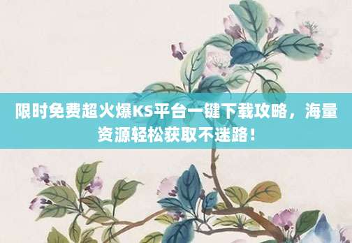 限时免费超火爆KS平台一键下载攻略，海量资源轻松获取不迷路！