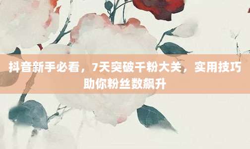 抖音新手必看，7天突破千粉大关，实用技巧助你粉丝数飙升