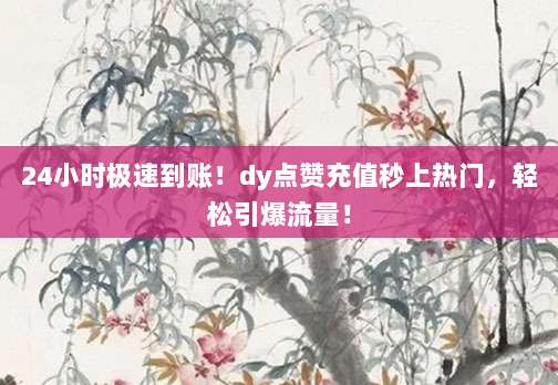 24小时极速到账!dy点赞充值秒上热门,轻松引爆流量!