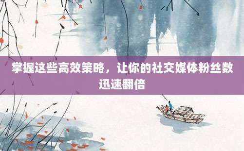 掌握这些高效策略,让你的社交媒体粉丝数迅速翻倍