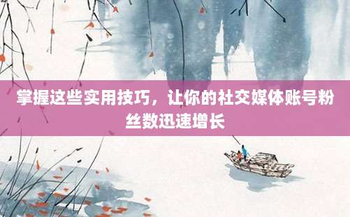 掌握这些实用技巧,让你的社交媒体账号粉丝数迅速增长