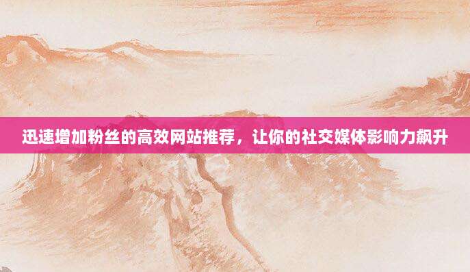 迅速增加粉丝的高效网站推荐,让你的社交媒体影响力飙升