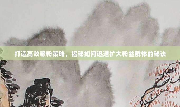 打造高效吸粉策略,揭秘如何迅速扩大粉丝群体的秘诀