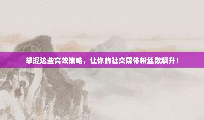 掌握这些高效策略,让你的社交媒体粉丝数飙升!