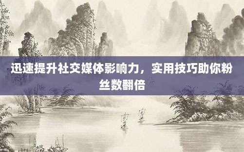 迅速提升社交媒体影响力,实用技巧助你粉丝数翻倍