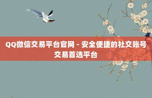 QQ微信交易平台官网 - 安全便捷的社交账号交易首选平台