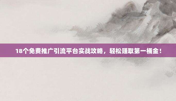 18个免费推广引流平台实战攻略,轻松赚取第一桶金!