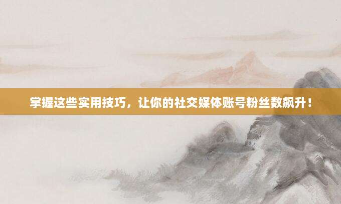 掌握这些实用技巧，让你的社交媒体账号粉丝数飙升！
