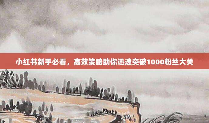 小红书新手必看,高效策略助你迅速突破1000粉丝大关