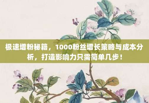 极速增粉秘籍,1000粉丝增长策略与成本分析,打造影响力只需简单几步!