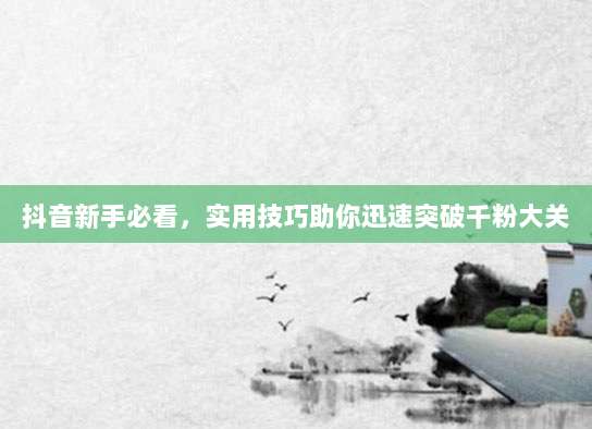 抖音新手必看,实用技巧助你迅速突破千粉大关