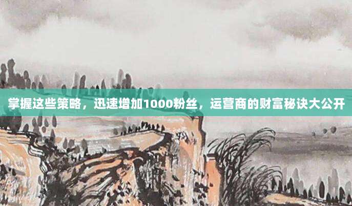 掌握这些策略,迅速增加1000粉丝,运营商的财富秘诀大公开