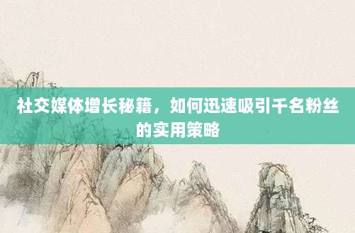 社交媒体增长秘籍,如何迅速吸引千名粉丝的实用策略