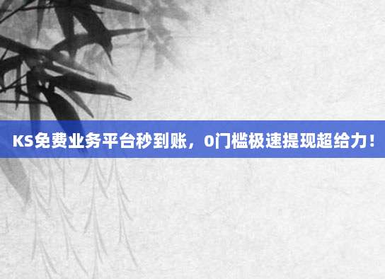 KS免费业务平台秒到账,0门槛极速提现超给力!