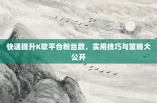 快速提升K歌平台粉丝数,实用技巧与策略大公开