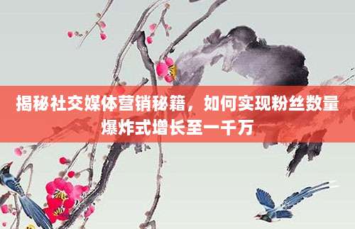 揭秘社交媒体营销秘籍,如何实现粉丝数量爆炸式增长至一千万