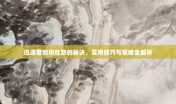 迅速增加粉丝数的秘诀，实用技巧与策略全解析