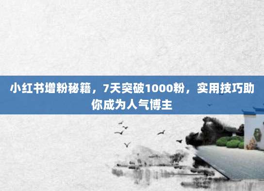 小红书增粉秘籍,7天突破1000粉,实用技巧助你成为人气博主