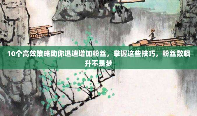 10个高效策略助你迅速增加粉丝,掌握这些技巧,粉丝数飙升不是梦