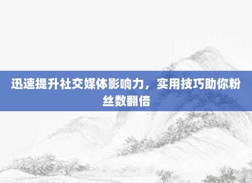 迅速提升社交媒体影响力，实用技巧助你粉丝数翻倍