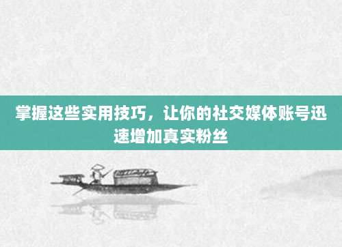 掌握这些实用技巧，让你的社交媒体账号迅速增加真实粉丝