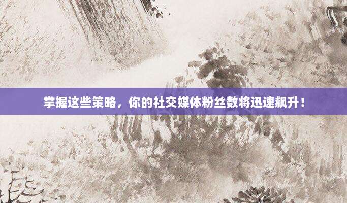 掌握这些策略,你的社交媒体粉丝数将迅速飙升!