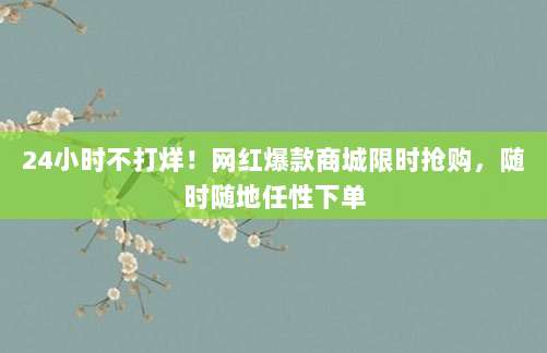 24小时不打烊!网红爆款商城限时抢购,随时随地任性下单