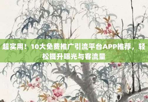 超实用!10大免费推广引流平台APP推荐,轻松提升曝光与客流量