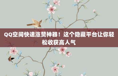 QQ空间快速涨赞神器!这个隐藏平台让你轻松收获高人气