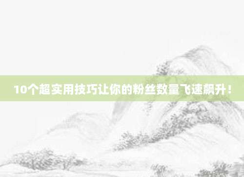 10个超实用技巧让你的粉丝数量飞速飙升!