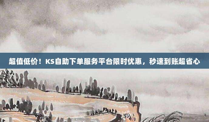 超值低价!KS自助下单服务平台限时优惠,秒速到账超省心