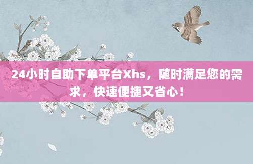 24小时自助下单平台Xhs,随时满足您的需求,快速便捷又省心!
