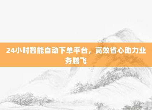 24小时智能自动下单平台，高效省心助力业务腾飞