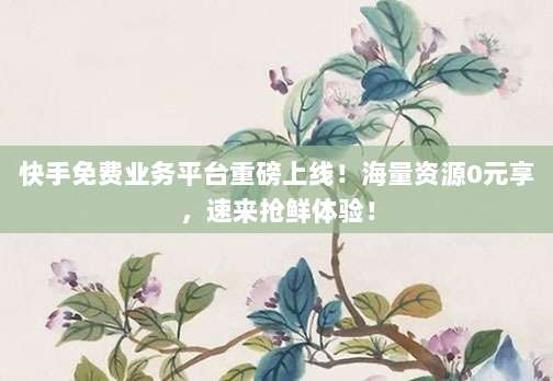 快手免费业务平台重磅上线!海量资源0元享,速来抢鲜体验!