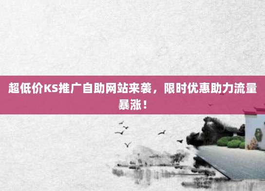 超低价KS推广自助网站来袭,限时优惠助力流量暴涨!