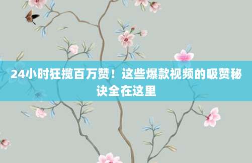 24小时狂揽百万赞!这些爆款视频的吸赞秘诀全在这里
